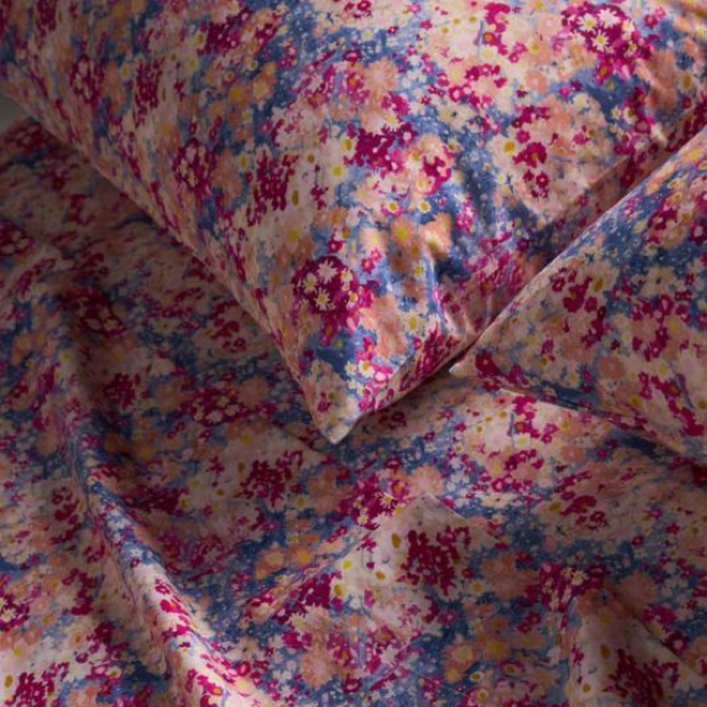 Anthropolgie organic cotton percale printed sheet set - twin violet floral